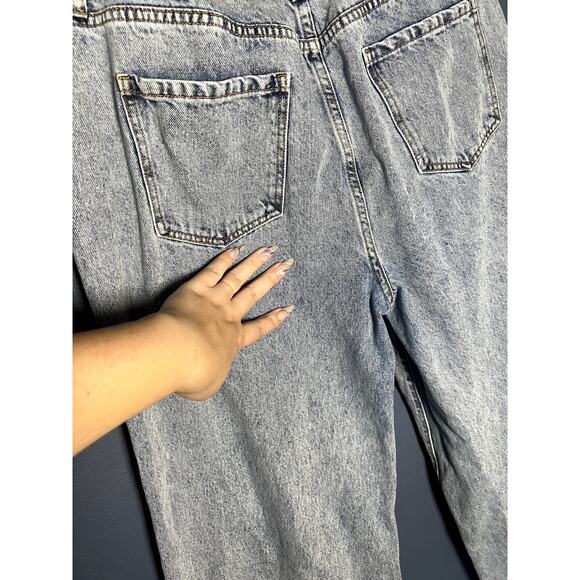 Fashion Nova 1980 Inspired Acid Wash Baggy Jeans with Cut out Waist Band Size 13 - Picture 6 of 9